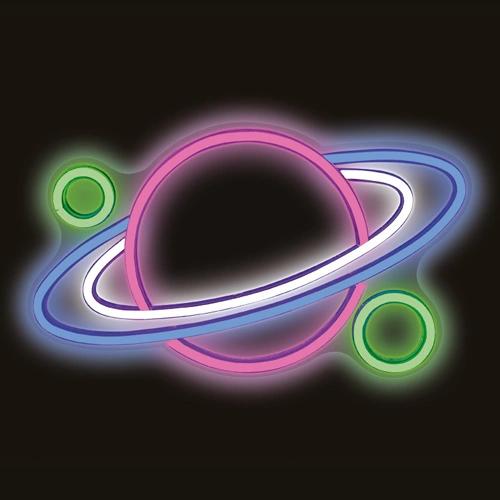 LED Neona gaismas izkārtne - planeta, daudzkrāsains