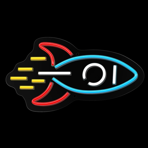 LED Neona gaismas izkārtne - raķete, daudzkrāsains