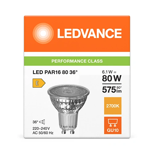 LED bulb GU10, 36°, 6.1W, 575lm, 2700K
