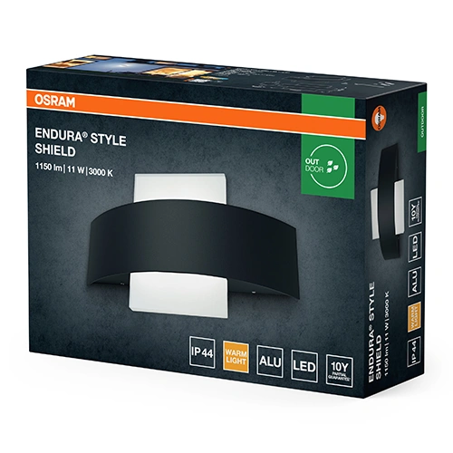 Āra fasādes gaismeklis 10.5W, 3000K, 1150Lm, IP44, ENDURA STYLE SHIELD