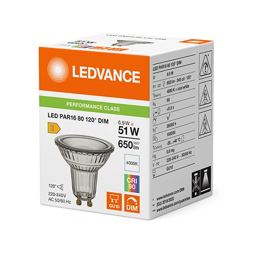 Dimmable LED bulb GU10, 6.9W, 120°, 4000K, 650Lm