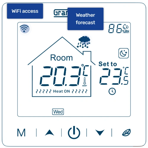 Programmējams temperatūras regulators ar Wi-Fi tālvadības piekļuvi SN-10, 16A, 3,6 kW