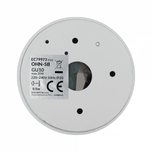 Virsapmetuma gaismeklis OHN-5B N/T, excl. GU10, max 35W, IP20