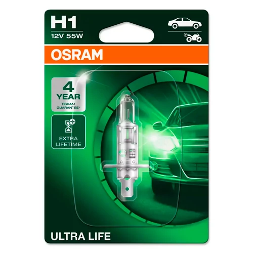 Halogēna spuldze H1, 12V, 55W, 3200K, ULTRA LIFE sērija