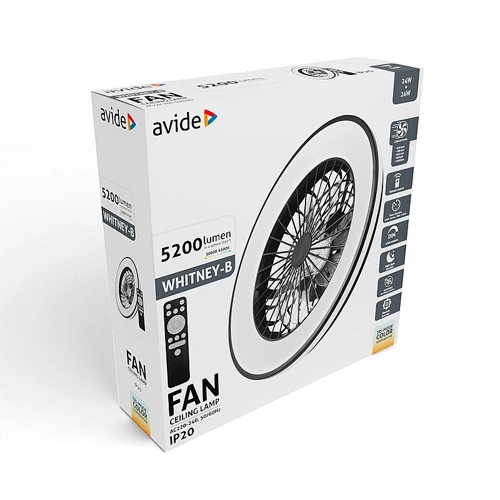 Потолочный LED светильник с вентилятором и пультом WHITNEY, 48W, 5200lm, CCT