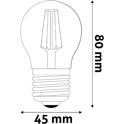 LED Филаментная лампа E27, G45, 6,5W, 806Lm, 4000K, 330°