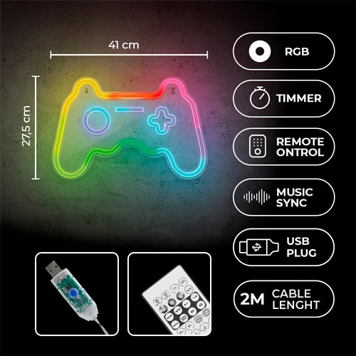 LED Neona gaismas izkārtne - GAMEPAD