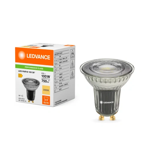 LED Spuldze GU10, 8W, 750Lm, 3000K, 36°
