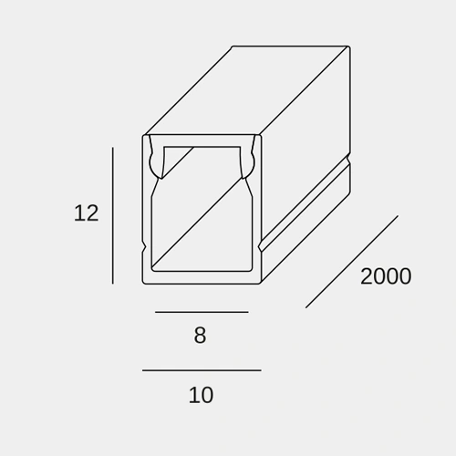 Virsapmetuma LED profils LINEAL, 2m , 2000x10x12 mm, IP20