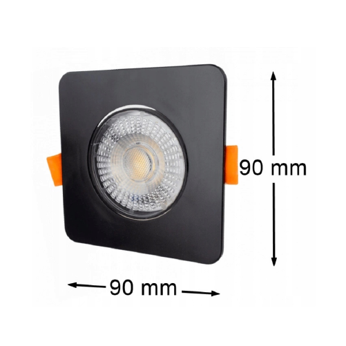 LED iebūvējams gaismeklis 3W , 5W , 7W, 3000K, 4000K, 6500K, 430 lm, 60°, melna, kvadrāta forma