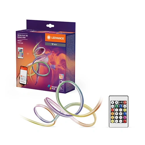 Viedā neona LED lente ar pulti 3m, 5W/m, RGB, IP44