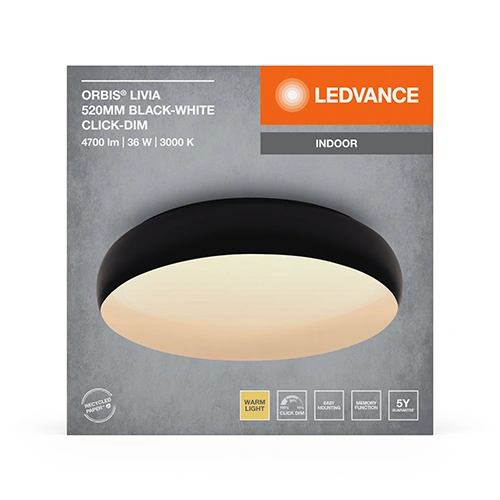 LED Griestu lampa, plafons, 36W, 3000K, 4700Lm, IP20, Orbis Livia