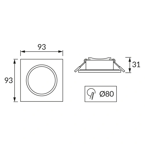 Iebūvējams mitrumizturīgs gaismeklis FANTA D, excl. GU10, MR16 spuldze, max 20W, IP65/20