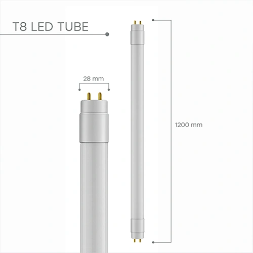 LED лампа T8, 18Вт, 120см, 1620лм, 4000К, Подключение электричества с двух сторон!