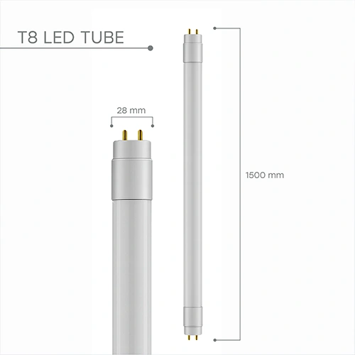 LED лампа T8, 24Вт, 150см, 2400лм, 6000К, Подключение электричества с двух сторон!