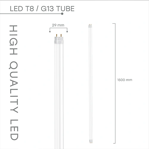 LED лампа T8, 150 cm, 24W, 4000K, 2880Lm, IP20