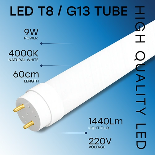LED spuldze T8, 60 cm, 9W, 4000K, 1440Lm, IP20