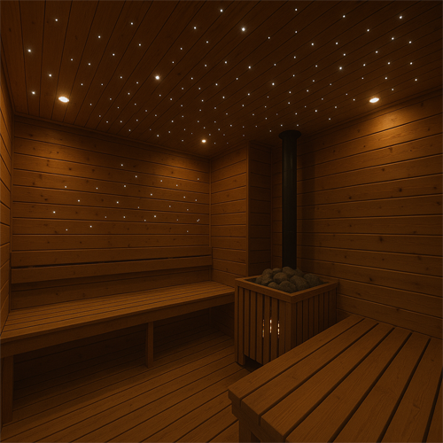 LED Zvaigžņotā debess komplekts, saunām, bērnu istabām, vanas istabām, 12 gaismekļi, 6000K, IP54, 35°, sudraba korpuss