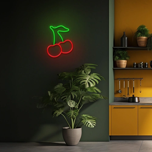 LED Neona gaismas izkārtne - cherry, daudzkrāsains