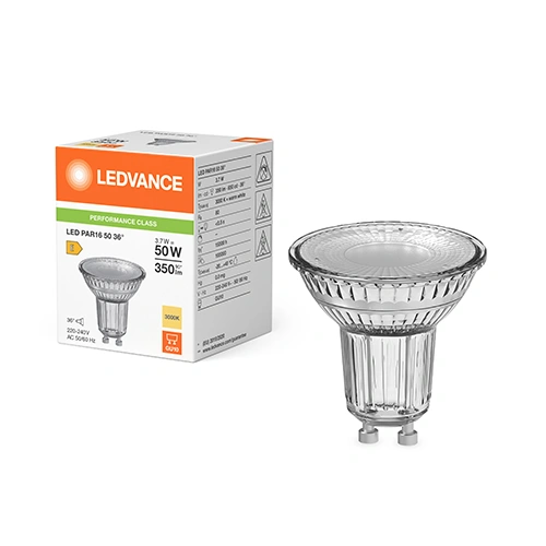 LED spuldze GU10, 3,7W, 36°, 3000K, 350 Lm