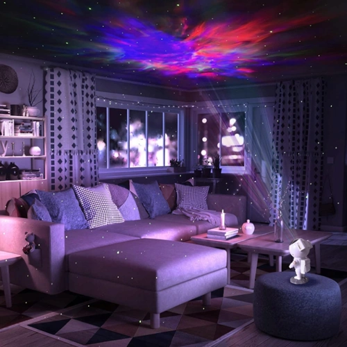 Projektors astronauts ar iebūvēto skaļruni un pulti mājām - zvaigžņotas debesis, galaktikas, kosmosa projekcija