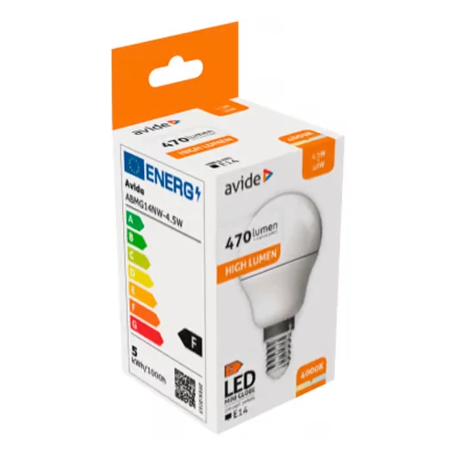 LED spuldze E14, G45, 4.5W, 470lm, 4000K