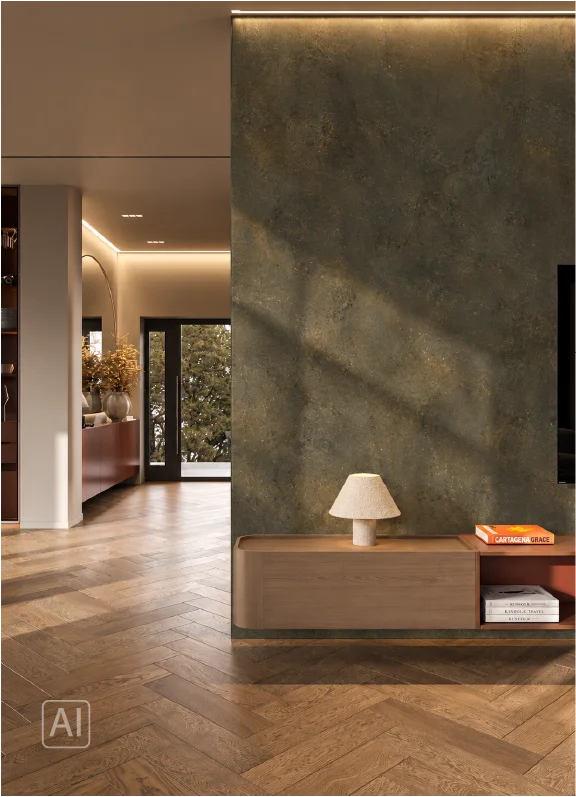 Premium klases bambusa WPC sienas panelis Grey Rust, 2800 × 1200 × 8 mm