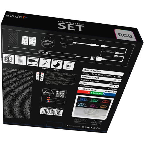 LED Neona lentes komplekts RGB IP67 18W