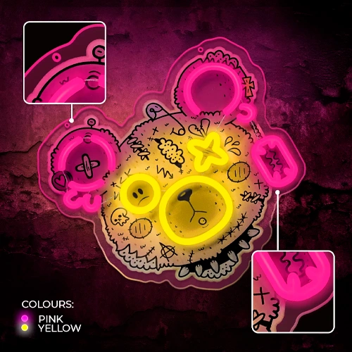 LED световая неоновая панель, вывеска - ART PUNK TEDDY BEAR