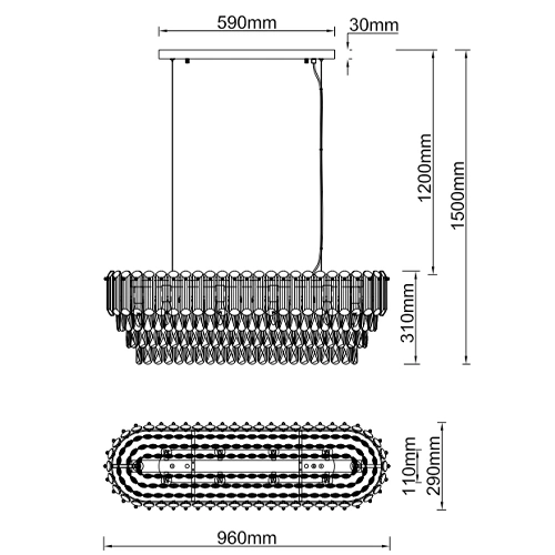 Piekaramā lampa MALIZIA, excl. 10xE14, max 40W
