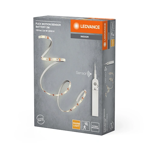 LED лента на батарейках с датчиком движения, 2m, 3.6W, 3000K, IP20