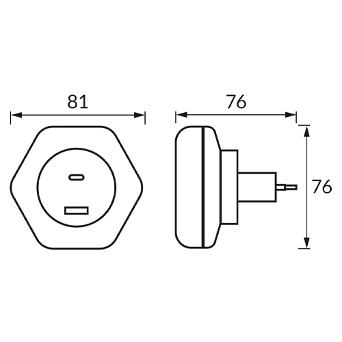 LED Naktslampiņa kontaktligzdai ar USB Type-A un Type-C ligzdām, 0.3W, 4000K, 30Lm, OZIL