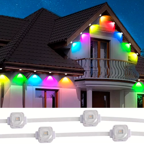 Уличная световая гирлянда для подсветки карнизов и фасадов, RGBIC, 15 м, 30 ламп, IP67