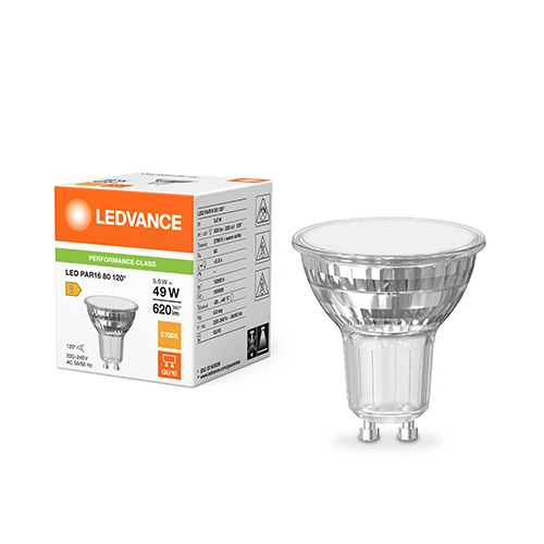 LED spuldze GU10, 5.6W, 620Lm, 3000K, 120°