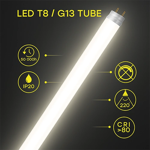 LED spuldze T8, 60 cm, 9W, 4000K, 1080Lm, IP20