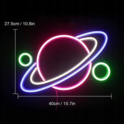 LED Neona gaismas izkārtne - planeta, daudzkrāsains