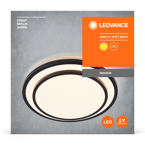 LED Потолочный светильник, плафон, 16W, 3000K, 2000Lm, IP20, Orbis Berlin