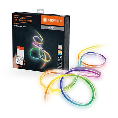 Viedā neona LED lente 5m, 4W/m, RGBTW, IP44