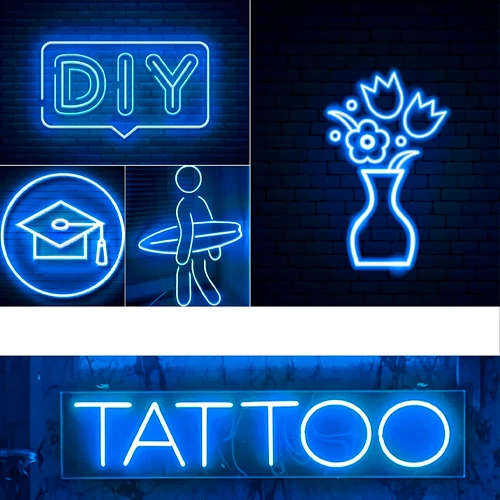 LED Neona lente 12V, zila, IP67, 5m, 6x12mm, NEON FLEX