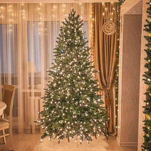 LED Ziemassvētku diožu virtene 200m uz vara stieples RASA ar pulti, 2000LED, silti balta, IP44