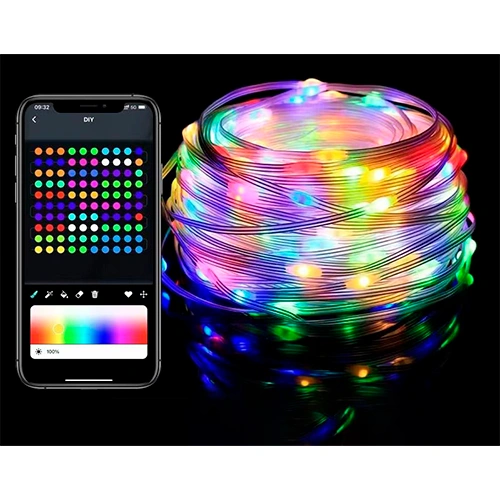 LED Ziemassvētku virtene ar pulti un SMART vadību, 10m, daudzkrāsaina, USB 5V, IP44, 100LED