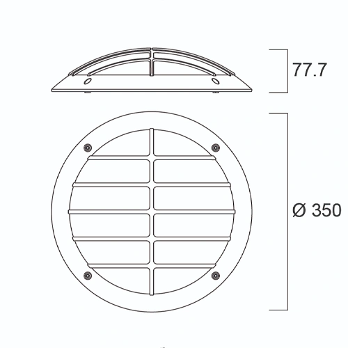 LED водонепроницаемый светильник с grille решеткой 24W, 3000K, 2400Lm, IP66, Ø 350 x 111 mm