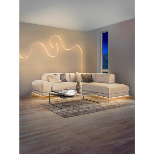 Viedā neona LED lente ar pulti 3m, 4.6W/m, RGBTW, IP44