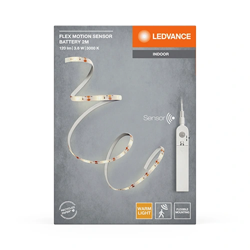 LED лента на батарейках с датчиком движения, 2m, 3.6W, 3000K, IP20