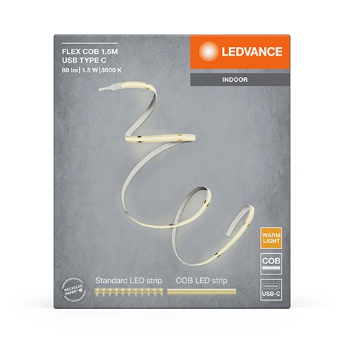 LED COB lente USB Type С, 1.5m, 1.5W, 3000K, IP20