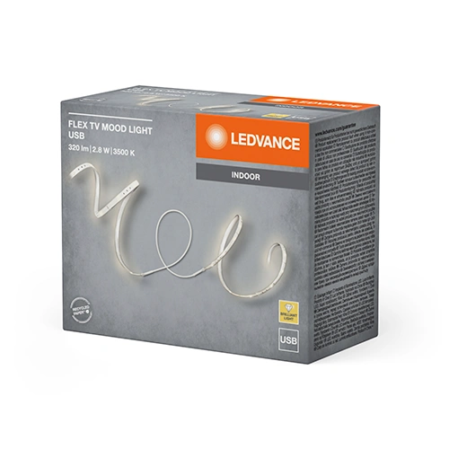 LED lente TV fona apgaismojumam, 1.5m, 2.8W, IP20, 3500K, USB