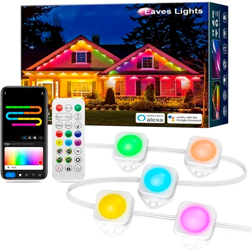 Уличная световая гирлянда для подсветки карнизов и фасадов, RGBIC, 15 м, 30 ламп, IP67