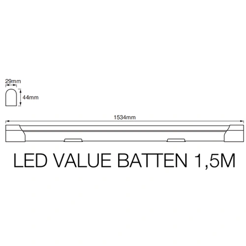 LED lineārais gaismeklis 150cm, 24W, 4000K, IP20 LED VALUE BATTEN