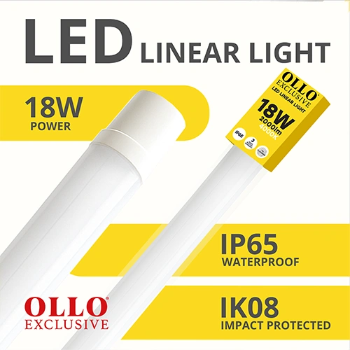 LED Mitrumizturīgs lineārais gaismeklis 60cm, 18W, 4000K