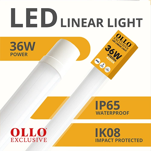 LED Mitrumizturīgs lineārais gaismeklis 120cm, 36W, 4000K